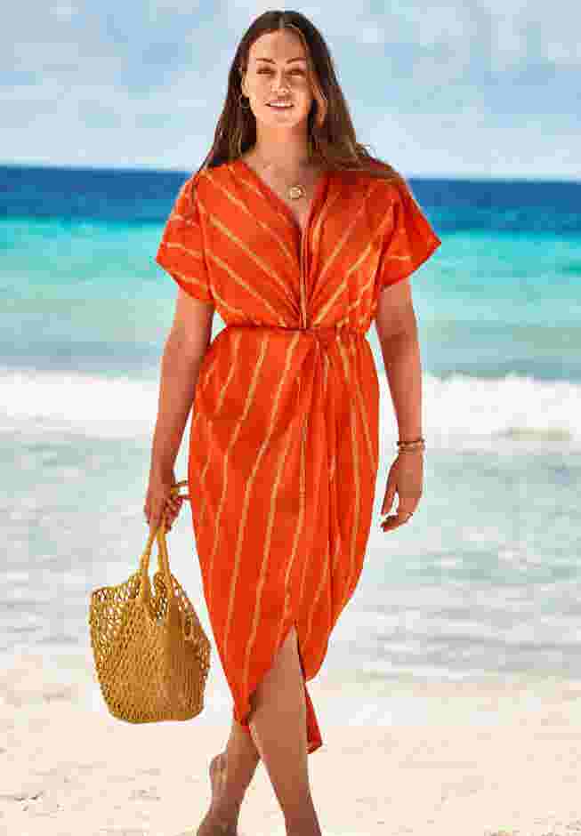 Twist Front Shimmer Cover Up Dress image number 3