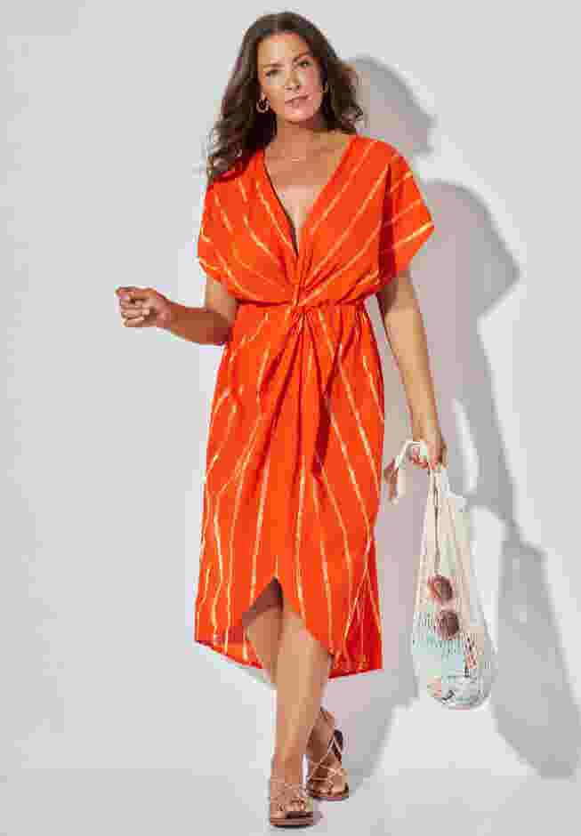 Twist Front Shimmer Cover Up Dress image number 0