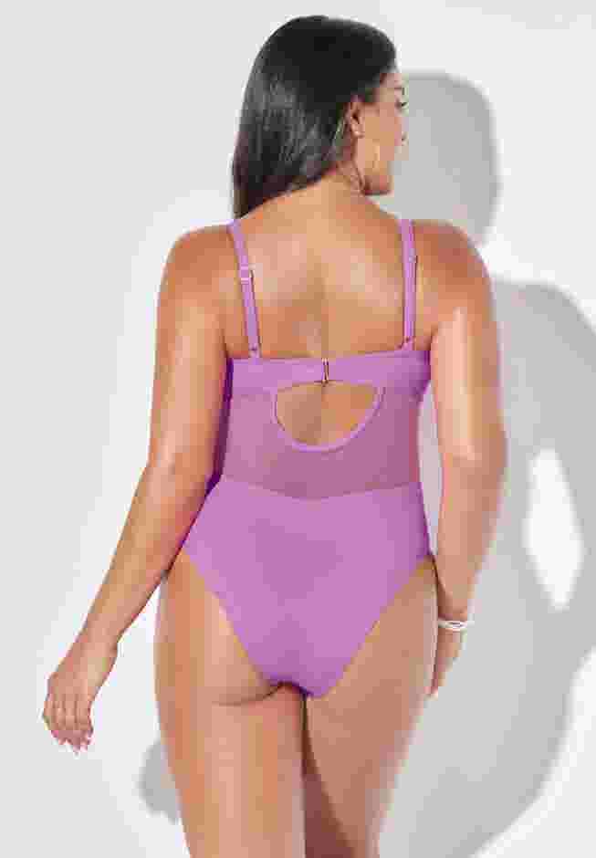 Cup Sized Mesh Underwire One Piece Swimsuit image number 1