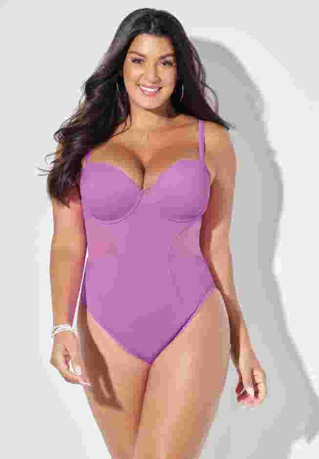 Cup Sized Mesh Underwire One Piece Swimsuit image number 3