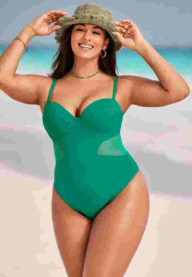 Cup Sized Mesh Underwire One Piece Swimsuit image number 0