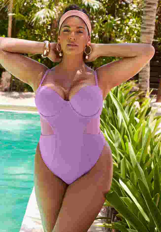 Cup Sized Mesh Underwire One Piece Swimsuit image number 0