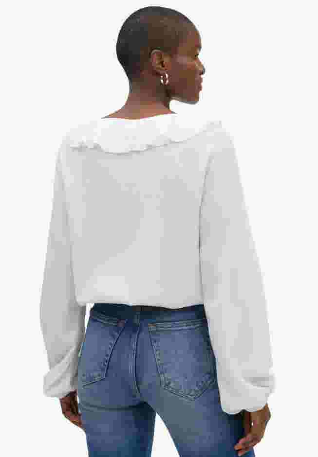 Knit Top With Ruffled V-Neck image number 1