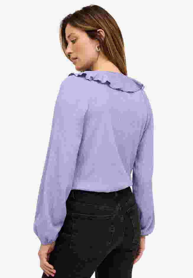 Knit Top With Ruffled V-Neck image number 1