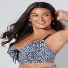 Bra Sized Tie Front Longline Underwire Bikini Top image number 2
