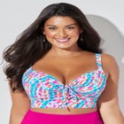 Bra Sized Tie Front Longline Underwire Bikini Top image number null