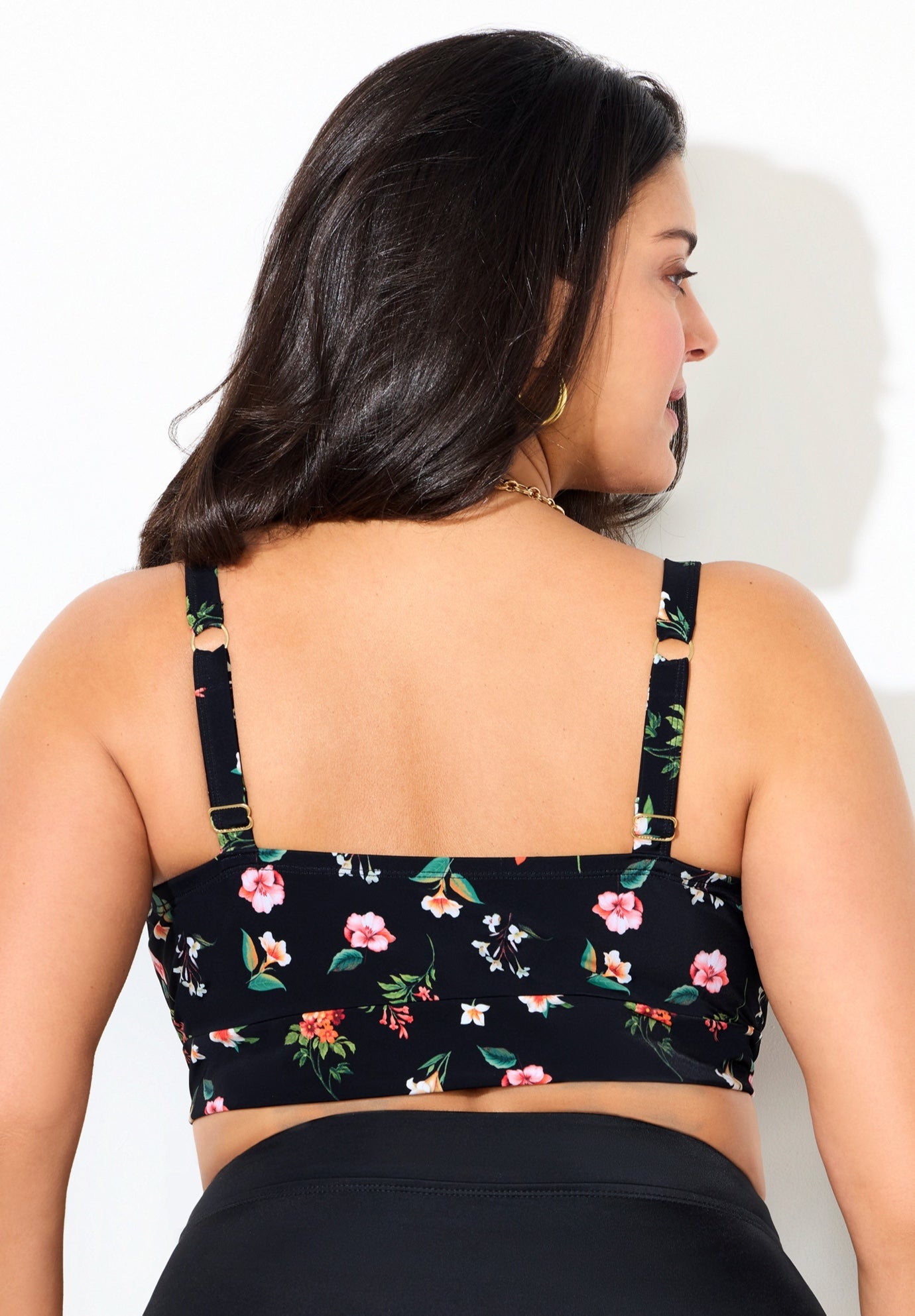 Bra Sized Tie Front Longline Underwire Bikini Top image number 1