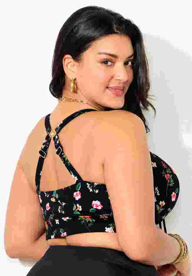 Bra Sized Tie Front Longline Underwire Bikini Top image number 4