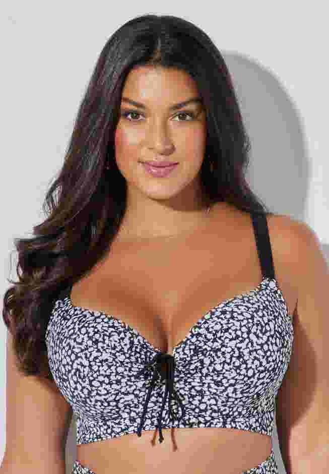 Bra Sized Tie Front Longline Underwire Bikini Top image number 0