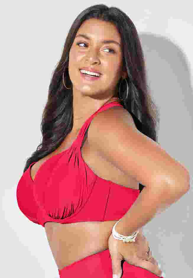 Bra Sized Drape Front Underwire Bikini Top image number 2