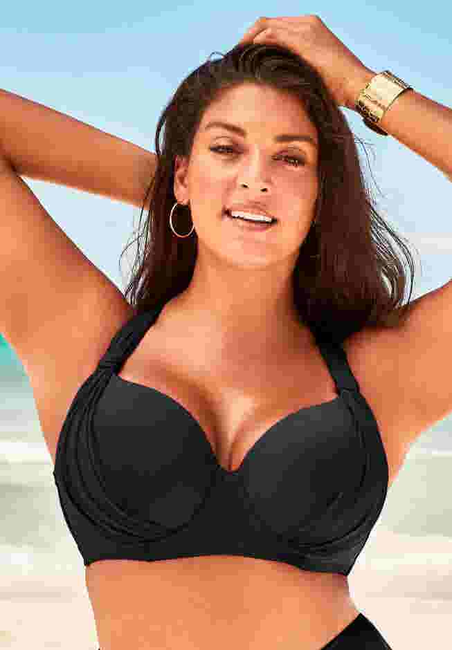 Bra Sized Drape Front Underwire Bikini Top image number 0