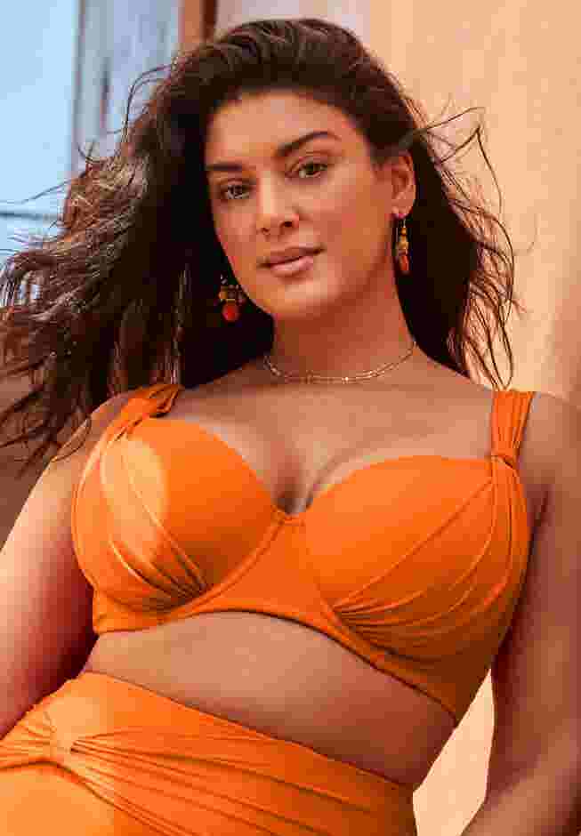Bra Sized Drape Front Underwire Bikini Top image number 0