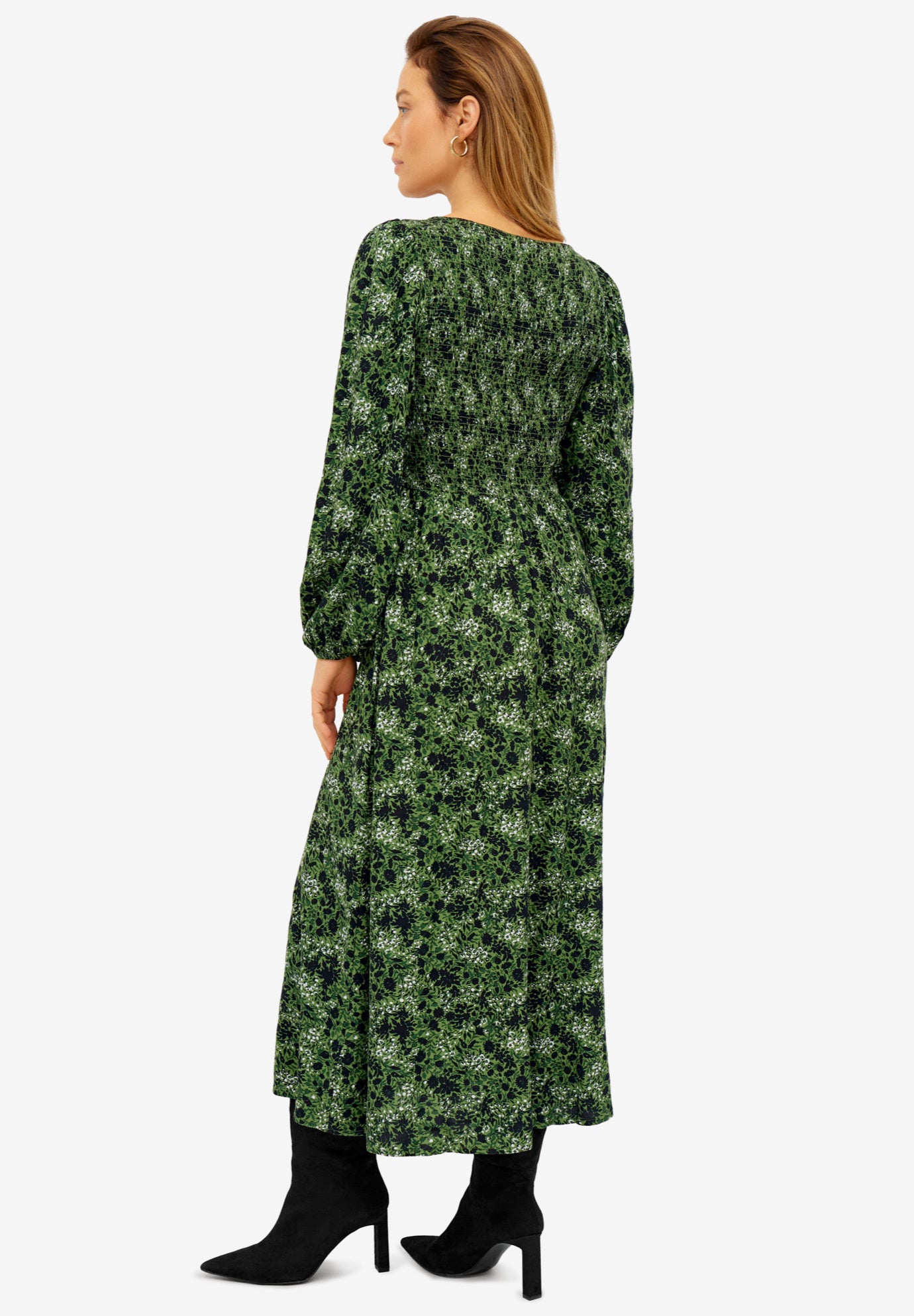 Smocked Bodice Tiered Midi Dress image number 1