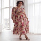 Smocked Bodice Tiered Midi Dress image number null