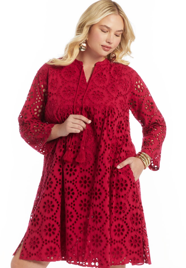 Eyelet Midi Shirtdress image number 1