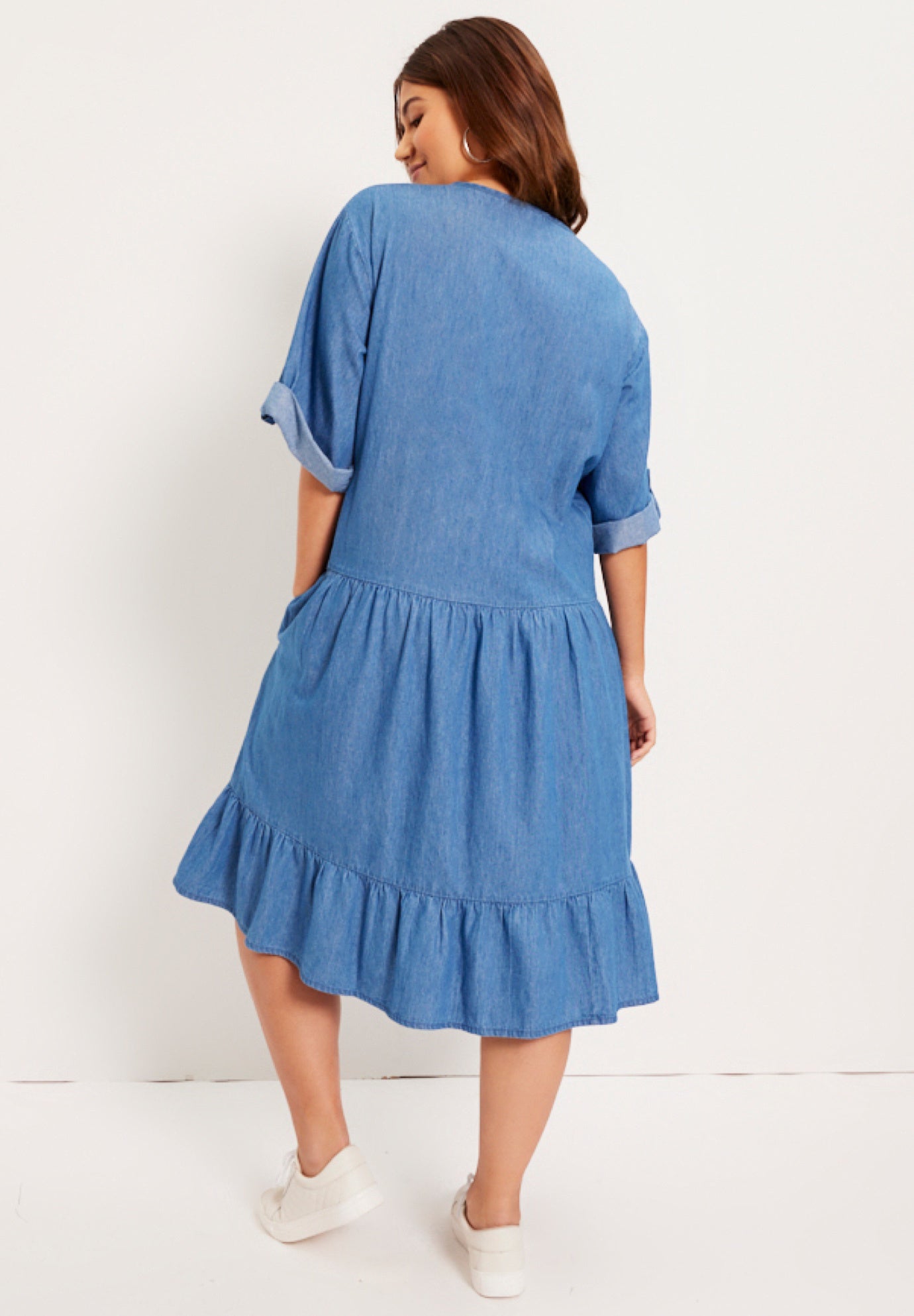 Ruffled Denim Dress image number 1