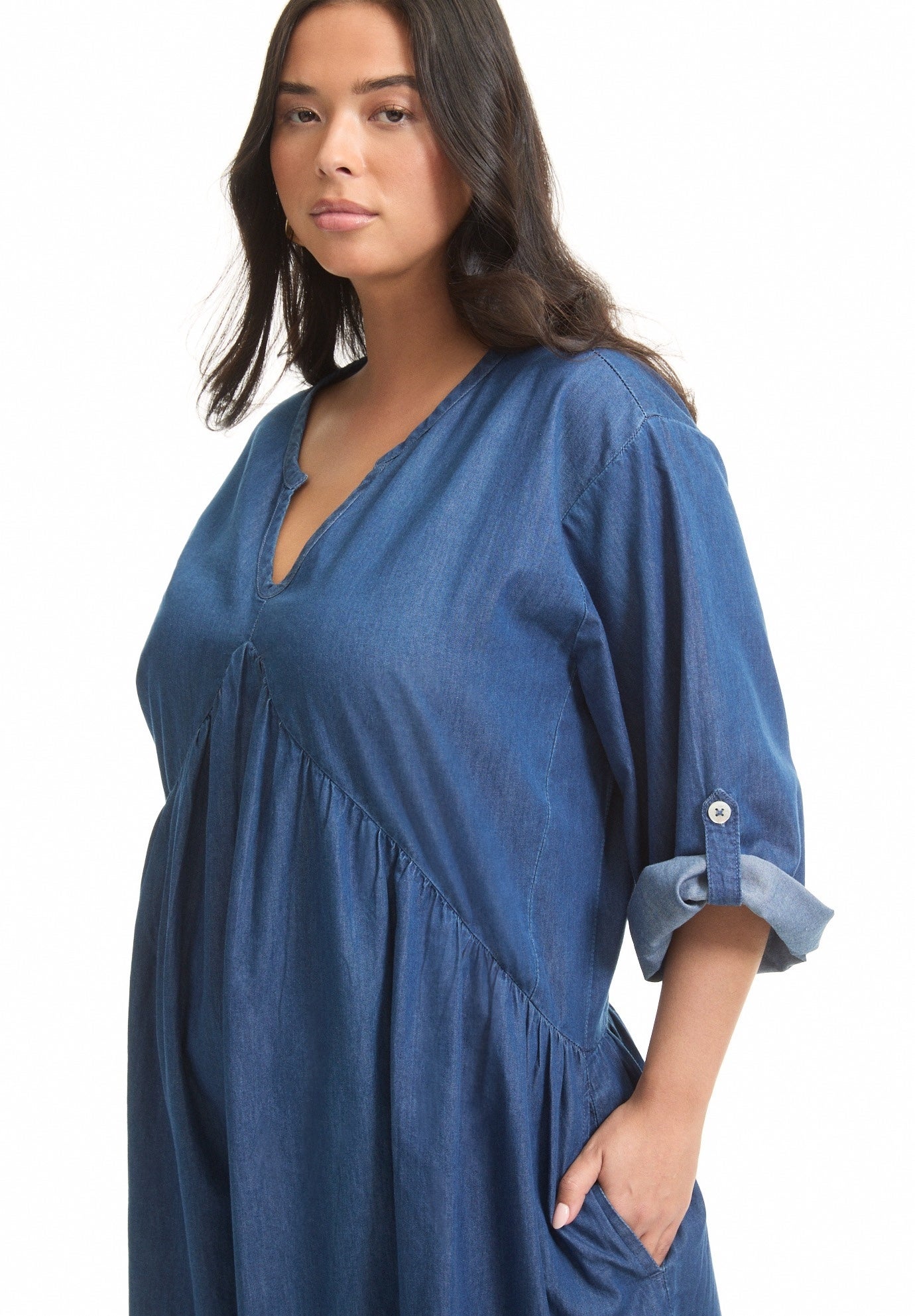 Ruffled Denim Dress image number 2