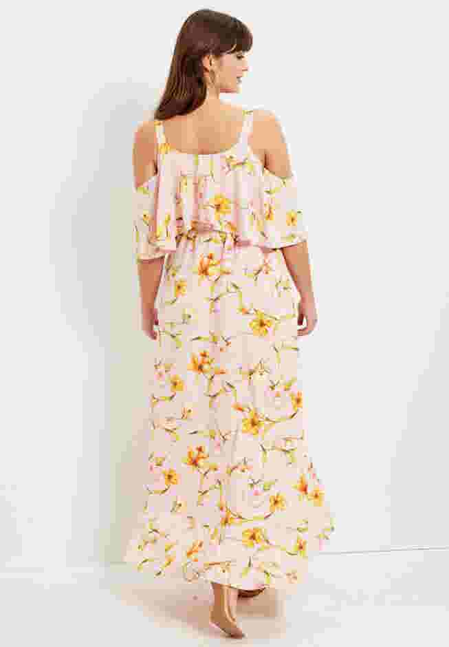 Cold-Shoulder Faux-Wrap Maxi Dress image number 1