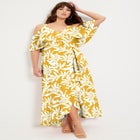 Cold-Shoulder Faux-Wrap Maxi Dress image number null