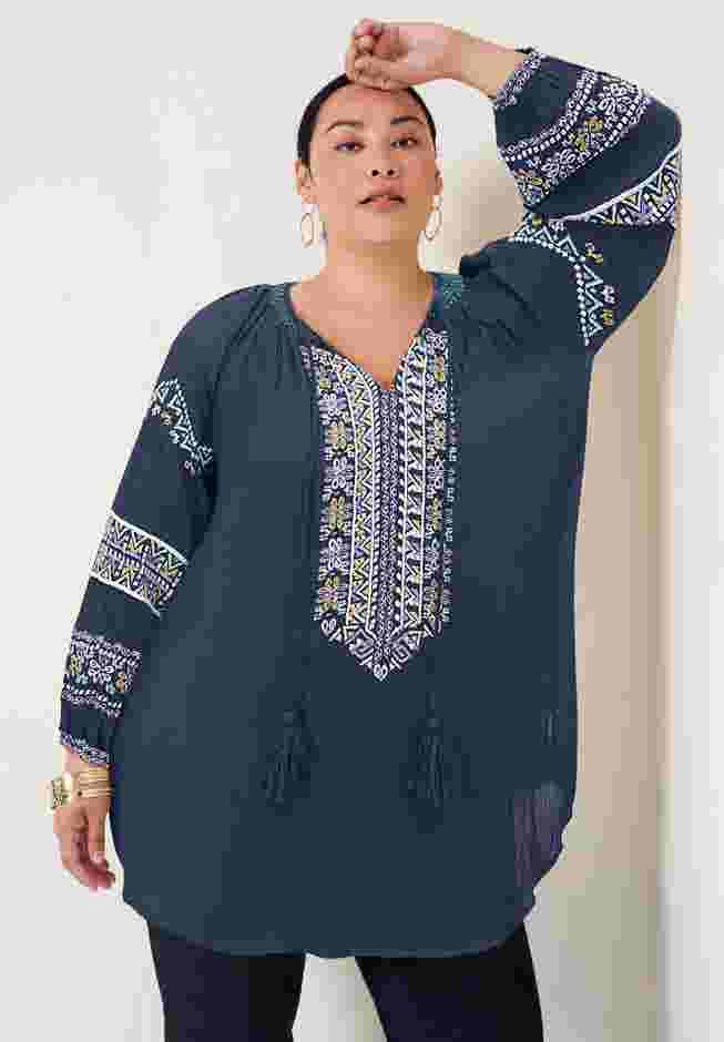 Embroidered Peasant Blouse image number 0