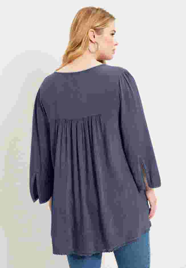 Acid Wash Peasant Blouse image number 1