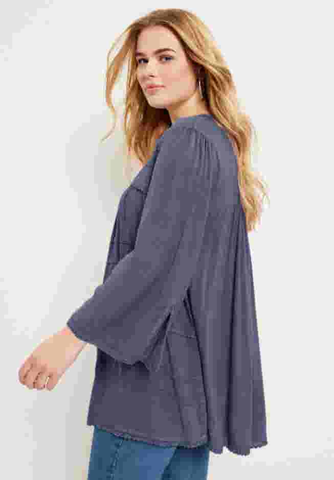 Acid Wash Peasant Blouse image number 2