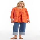 Acid Wash Peasant Blouse image number null