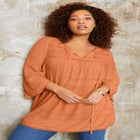 Acid Wash Peasant Blouse image number null