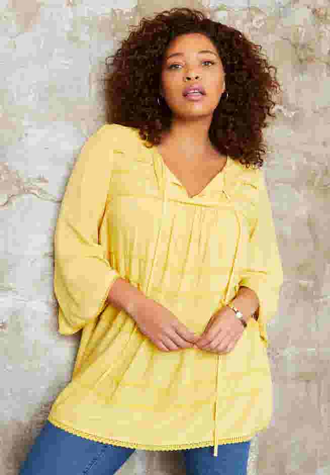 Acid Wash Peasant Blouse image number 0