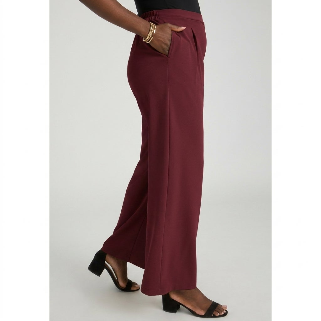 Stretch Knit Crepe Wide Leg Pant image number 2