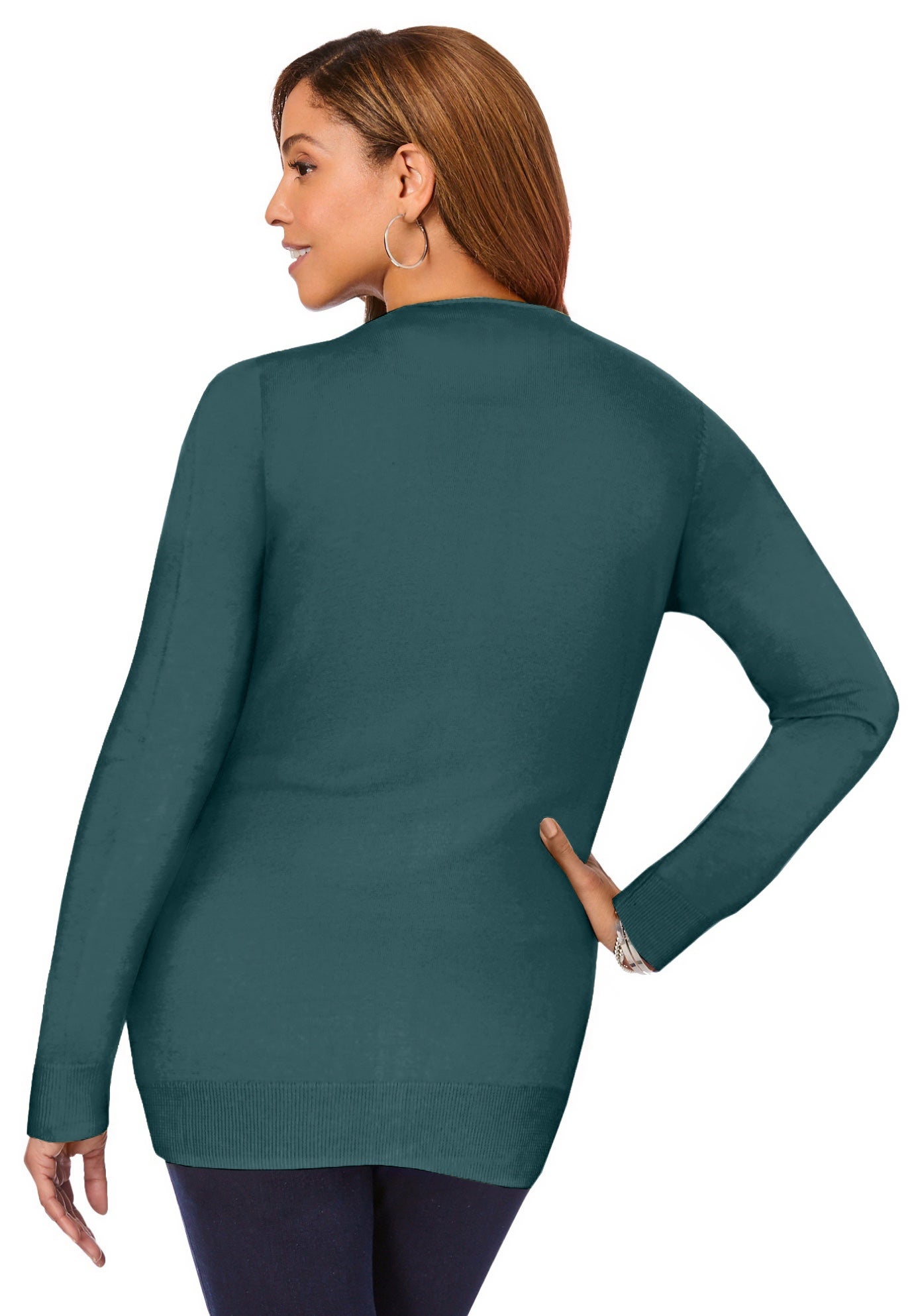 Fine Gauge Button-Front Cardigan image number 1