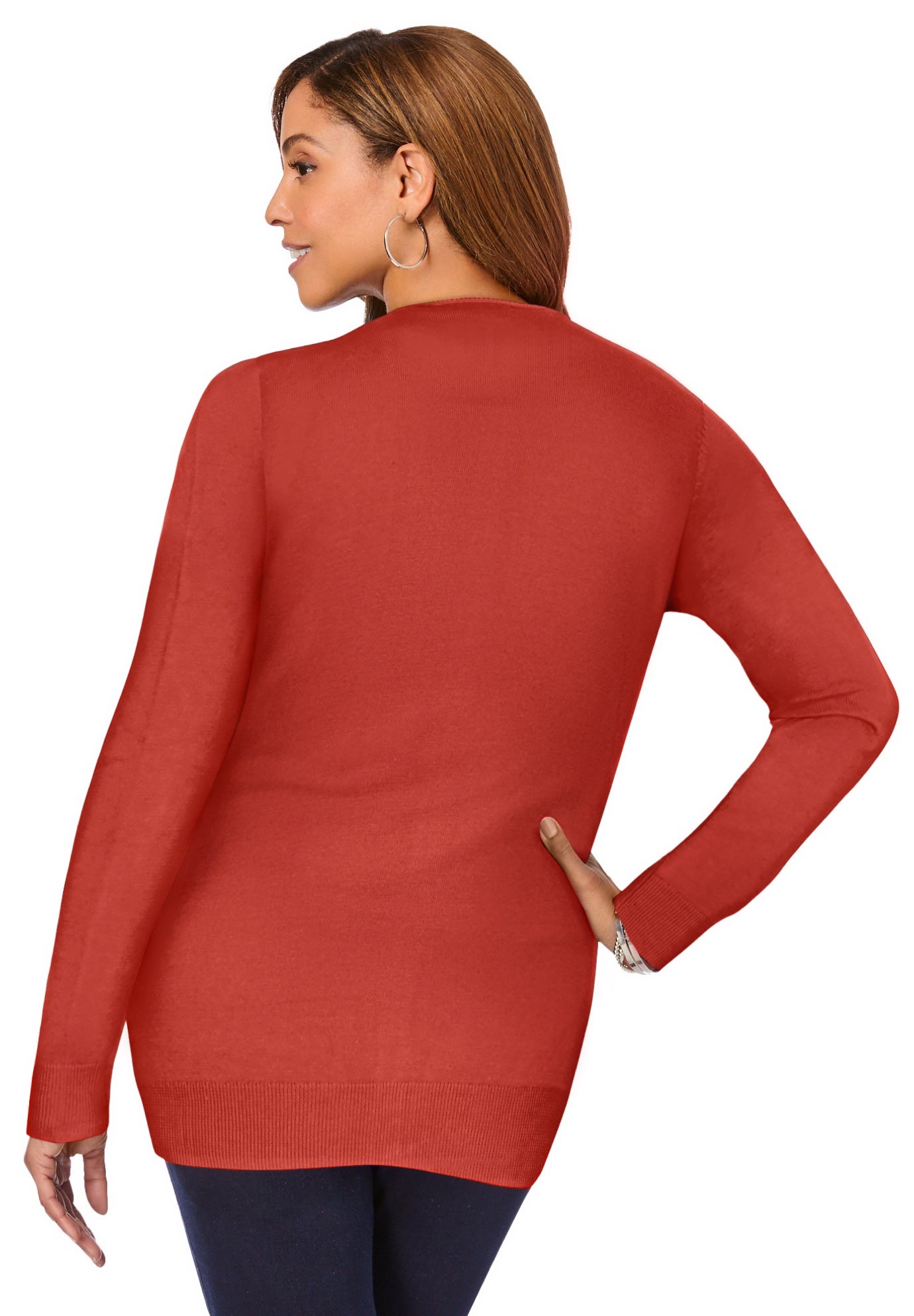 Fine Gauge Button-Front Cardigan image number 1