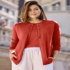 Fine Gauge Button-Front Cardigan image number null