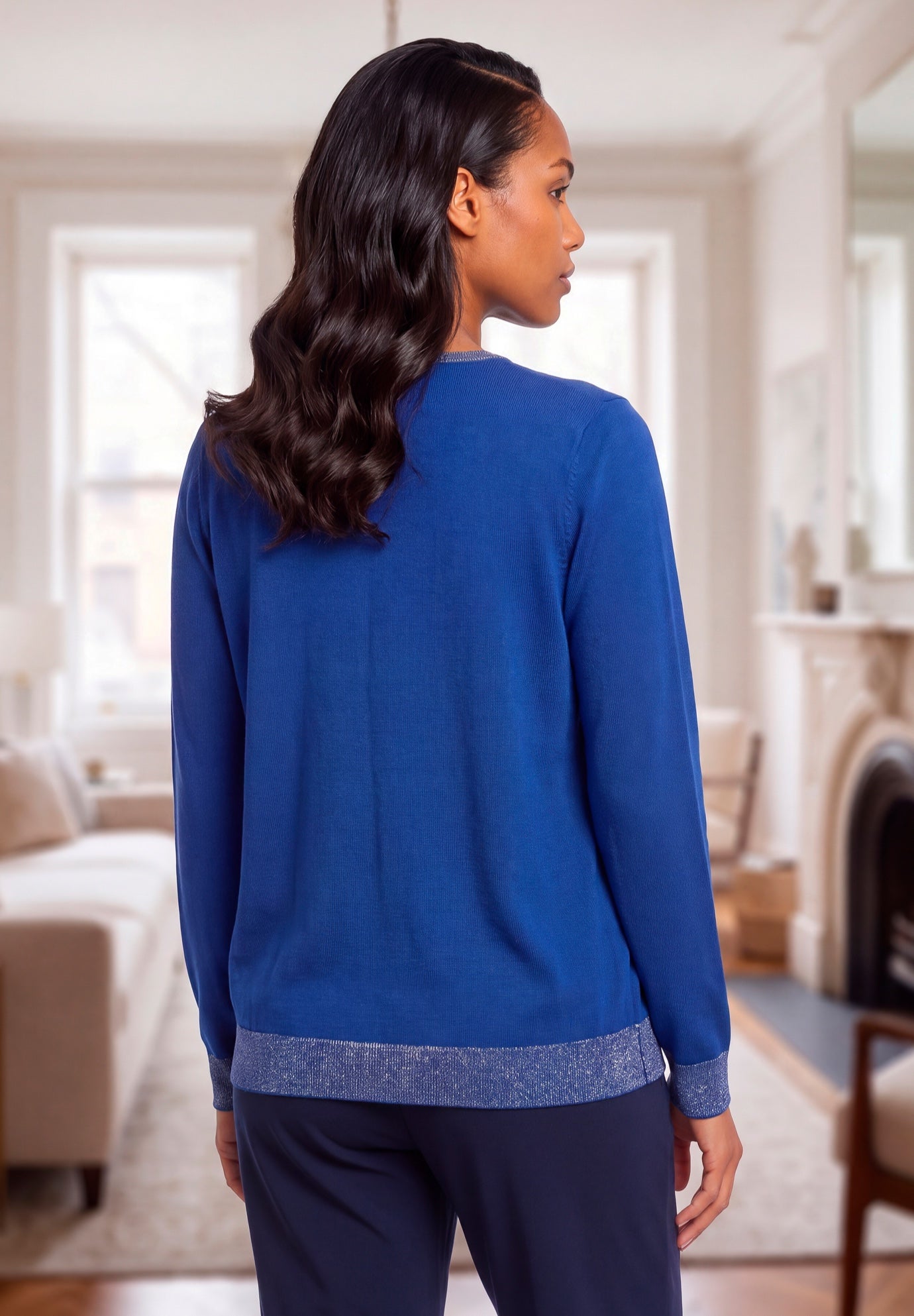 Fine Gauge Button-Front Cardigan image number 1
