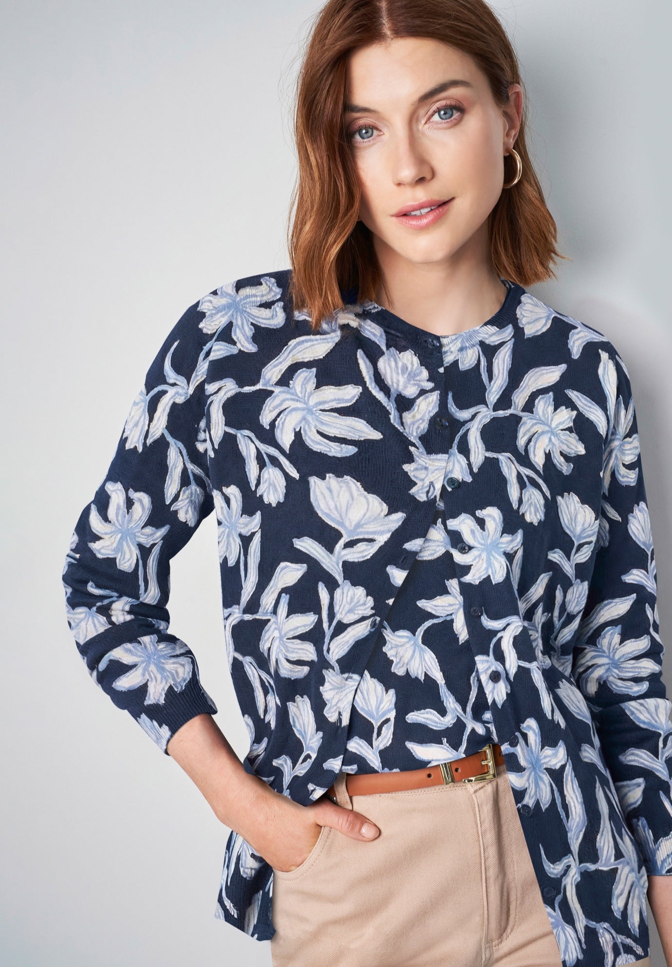 Fine Gauge Button-Front Cardigan image number 0