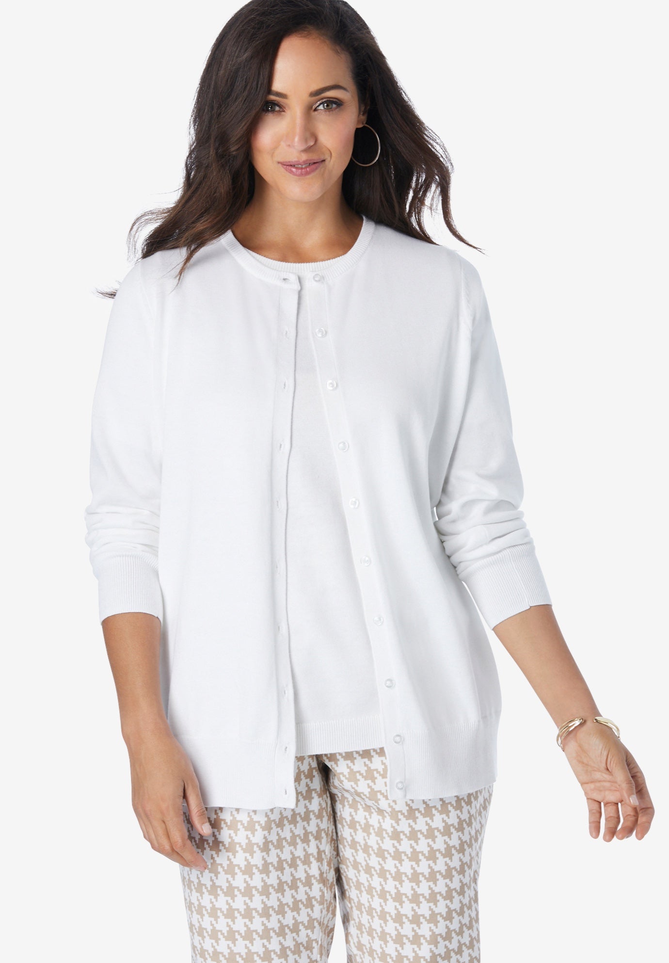 Fine Gauge Button-Front Cardigan image number 0