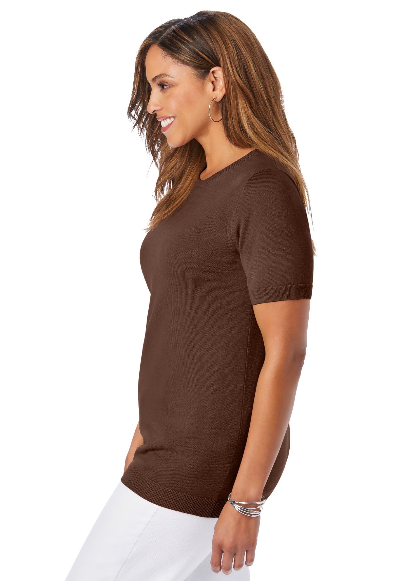 Fine Gauge Crewneck Knit Shell image number 2