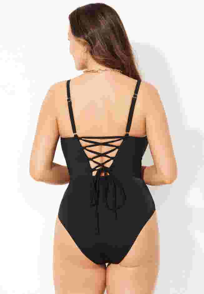 Underwire Lace Up One Piece Swimsuit image number 1