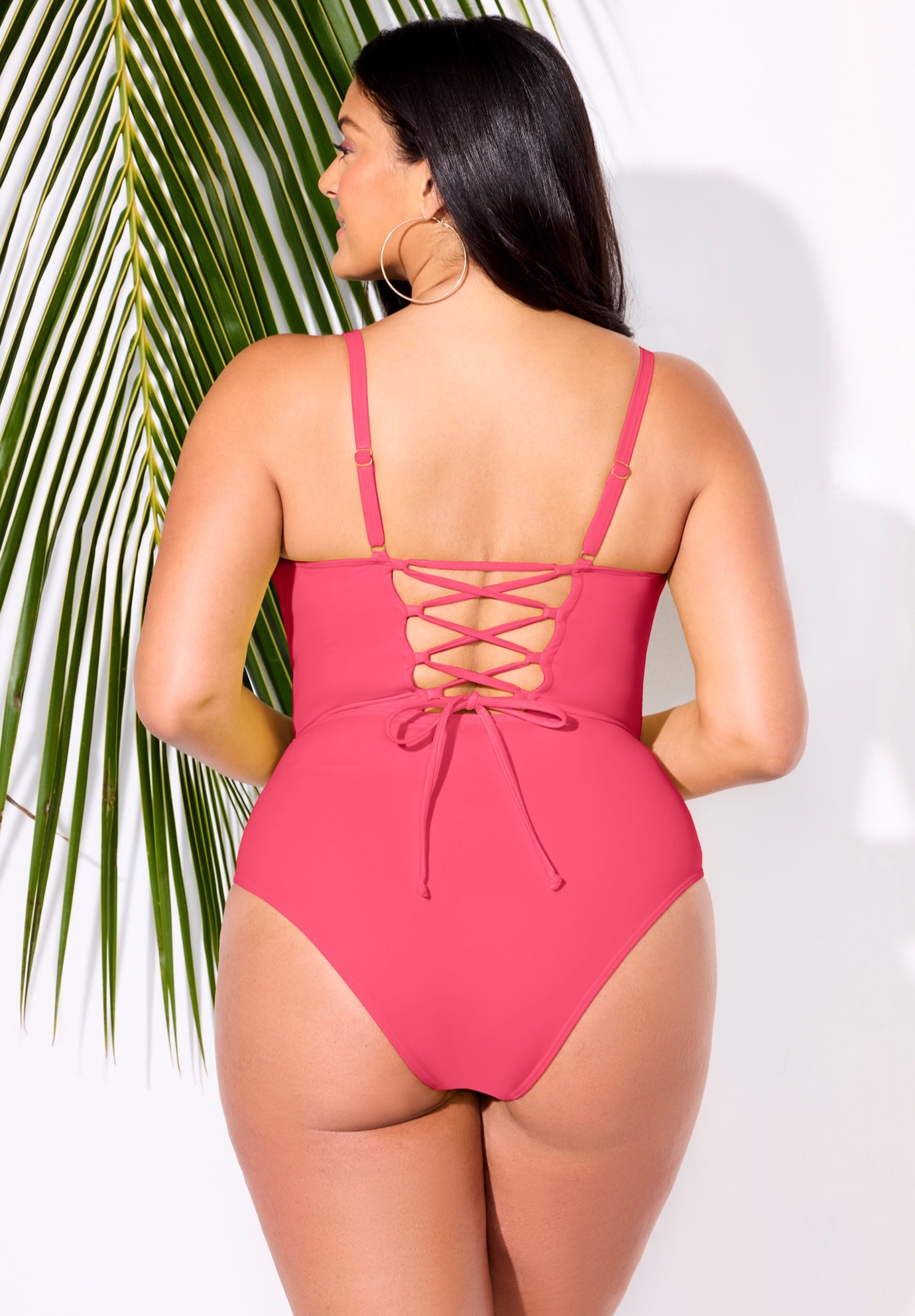 Underwire Lace Up One Piece Swimsuit image number 1