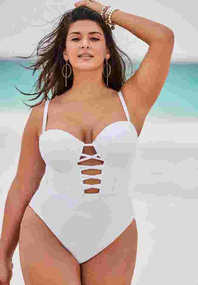 Underwire Lace Up One Piece Swimsuit image number 0