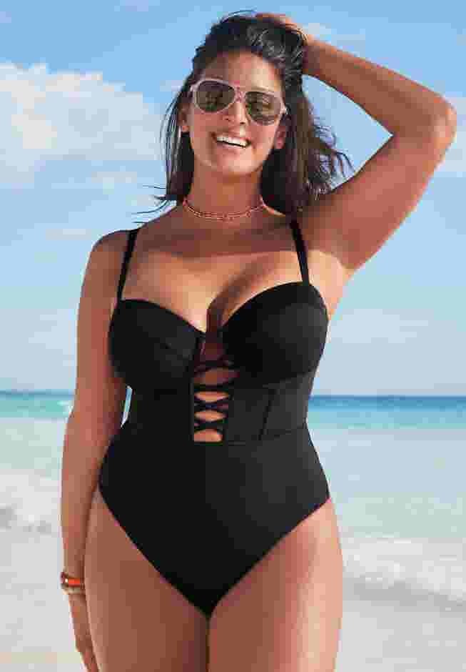 Underwire Lace Up One Piece Swimsuit image number 0