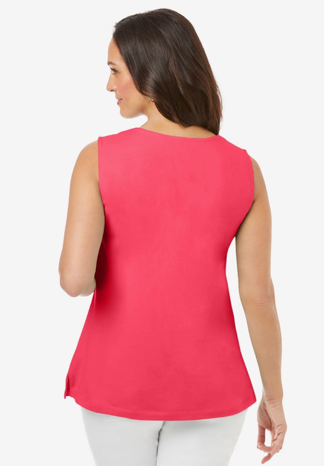 Stretch Cotton Square Neck Tank image number 1