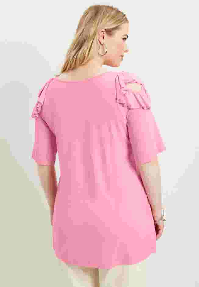 Cold-Shoulder Ruffle Tee image number 1