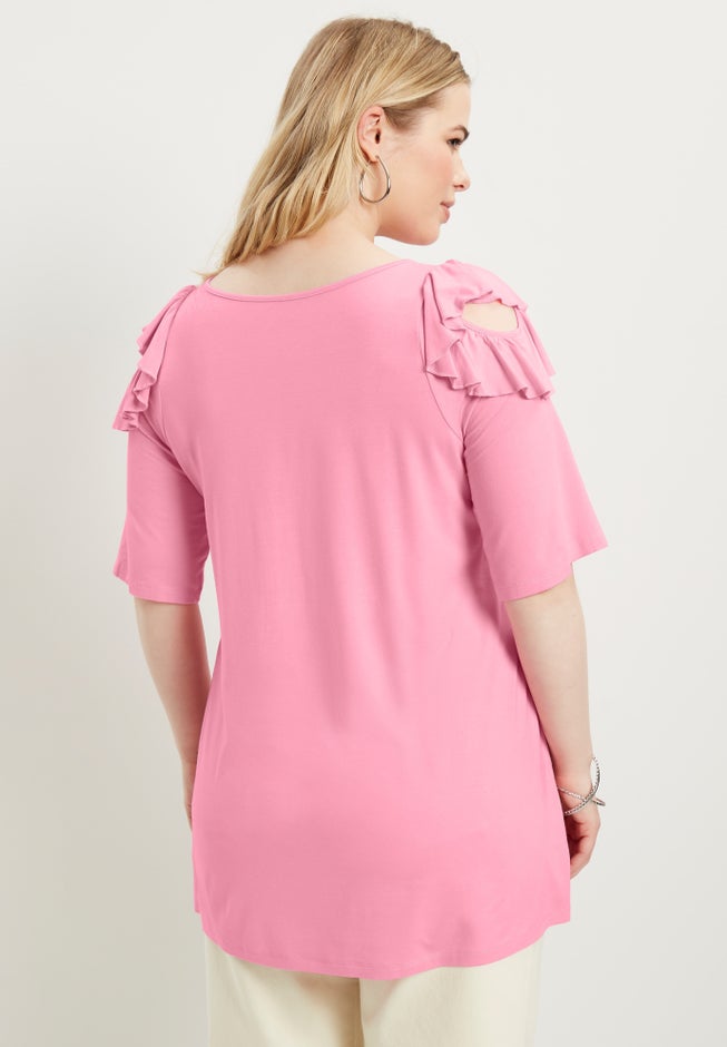 Cold-Shoulder Ruffle Tee image number null
