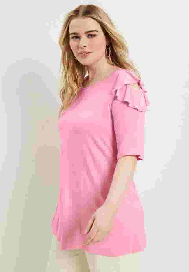 Cold-Shoulder Ruffle Tee image number 2