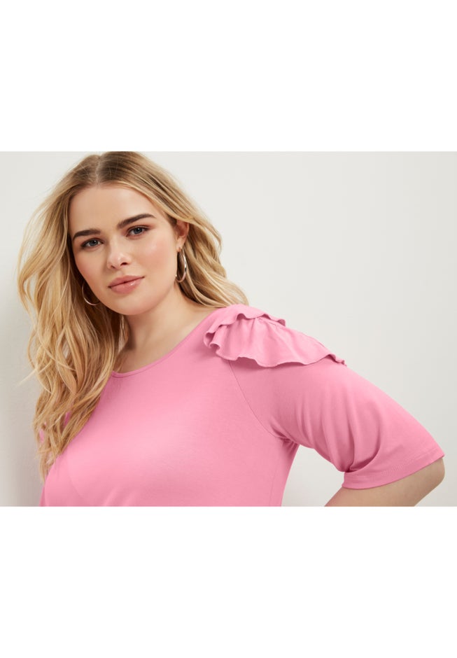 Cold-Shoulder Ruffle Tee image number null