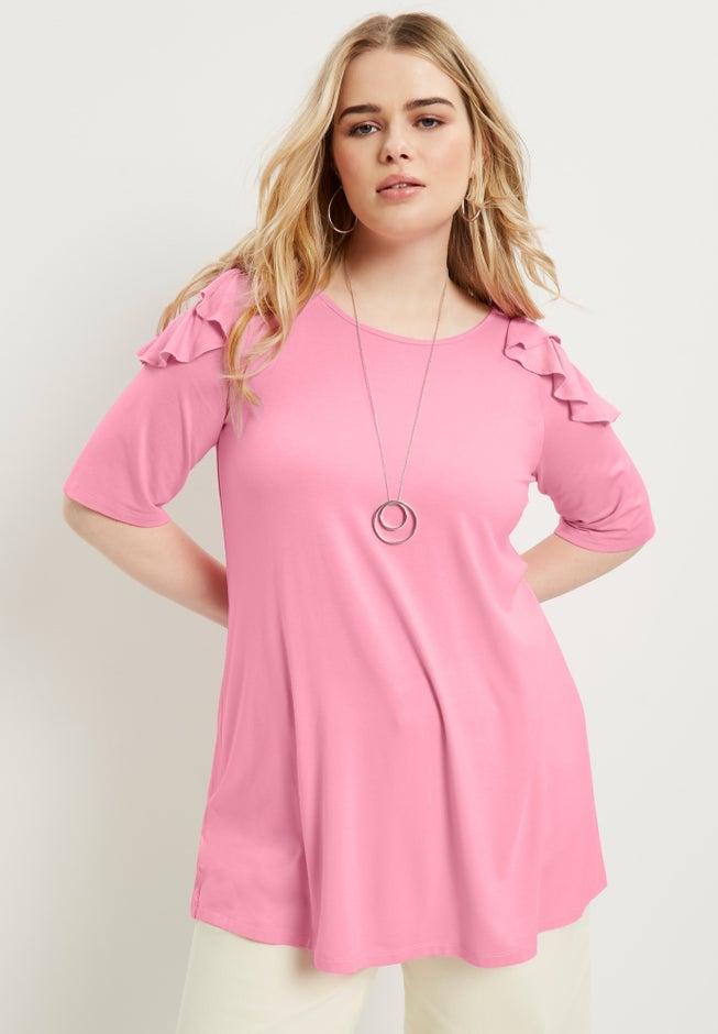 Cold-Shoulder Ruffle Tee image number null