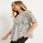 Faux Wrap Fit-and-Flare Top image number null