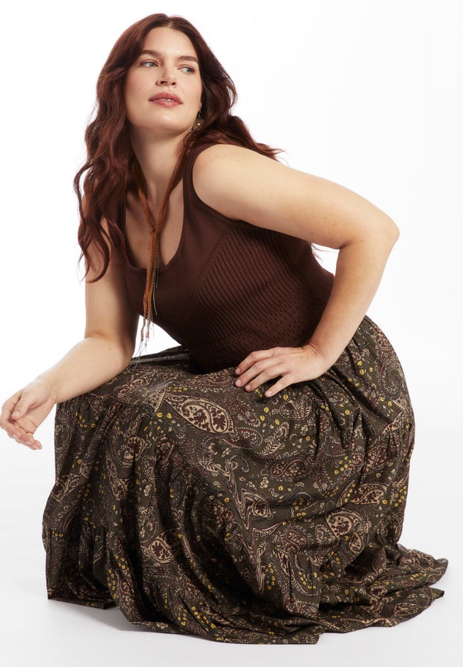 Tiered Midi Skirt image number 1