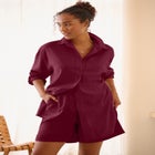 Linen-Blend Elastic Waist Shorts image number null